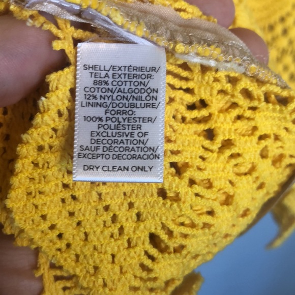 LOFT Womens Sz 6 Yellow Lace Crochet Mini Sleeveless Dress Tie Back 1920s Gatsby - Picture 5 of 7